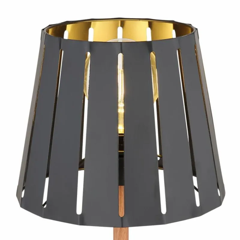 Lampes En Bois-Luminaires Globo Lighting Lampe de table Globo LUNA Couleur bois, Noir, 1 lumière