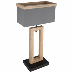 Lampes En Tissu-Luminaires Globo Lighting Lampe de table Globo OSSI Couleur bois, Noir, 1 lumière