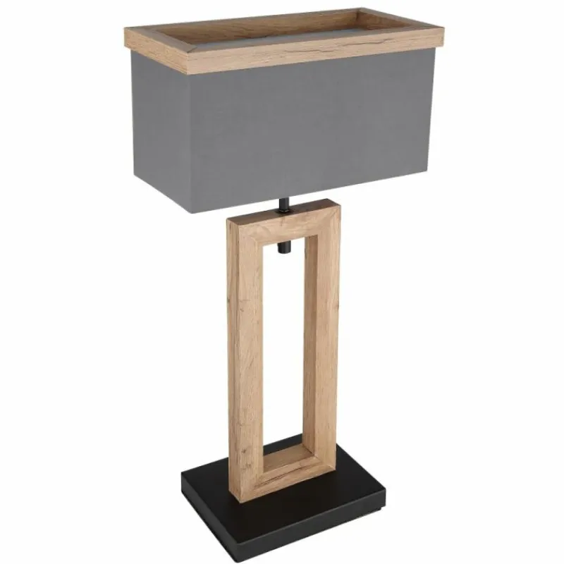 Lampes En Tissu-Luminaires Globo Lighting Lampe de table Globo OSSI Couleur bois, Noir, 1 lumière