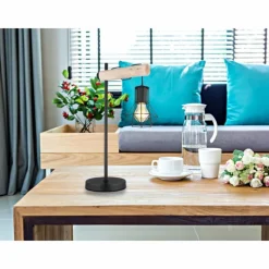 Lampes En Bois-Luminaires Globo Lighting Lampe de table Globo PRISKA Écru, Noir, 1 lumière