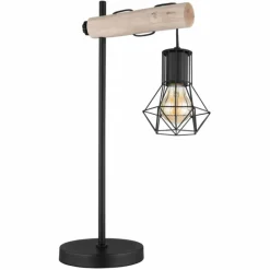 Lampes En Bois-Luminaires Globo Lighting Lampe de table Globo PRISKA Écru, Noir, 1 lumière