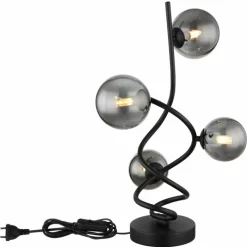 Suspension Verre Fumé-Luminaires Globo Lighting Lampe de table Globo RIHA LED Noir, 4 lumières