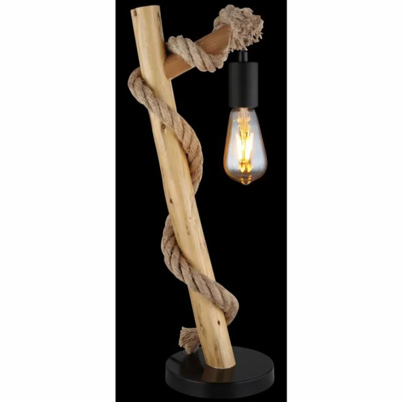 Lampes En Bois-Luminaires Globo Lighting Lampe de table Globo ULLEU Écru, Noir, 1 lumière