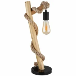 Lampes En Bois-Luminaires Globo Lighting Lampe de table Globo ULLEU Écru, Noir, 1 lumière