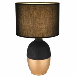Lampes En Tissu-Luminaires Globo Lighting Lampe de table Globo VALENTINO Or, Noir, 1 lumière