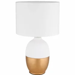 Lampes En Tissu-Luminaires Globo Lighting Lampe de table Globo VALENTINO Or, Blanc, 1 lumière