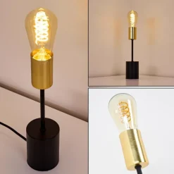 Luminaires Rustiques-hofstein Lampe de table Gnarp Or, Noir, 1 lumière