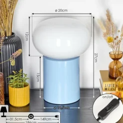 hofstein Lampe de table Godrie Bleu, 1 lumière
