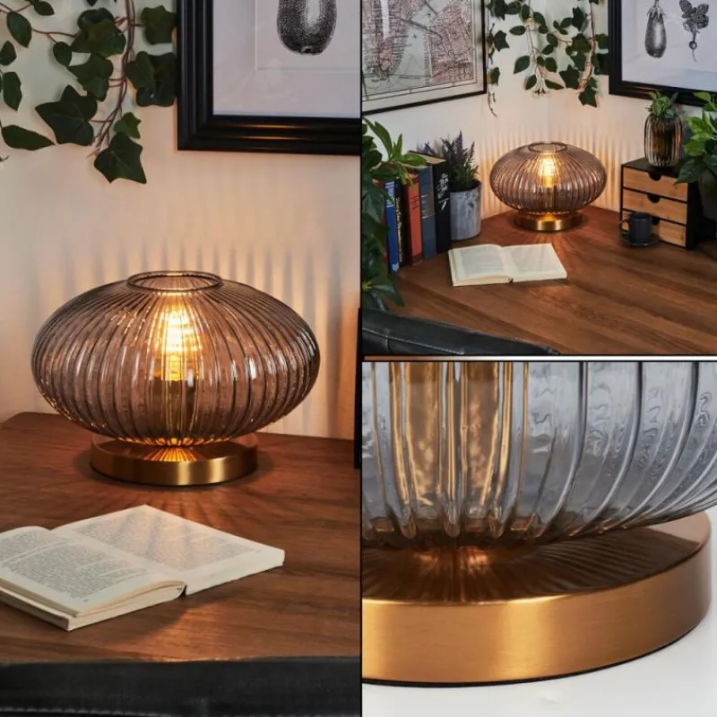 Suspension Verre Fumé-hofstein Lampe de table Goldenville Laiton, 1 lumière