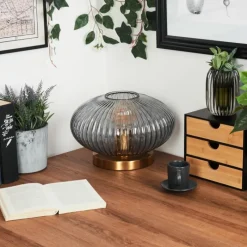 Suspension Verre Fumé-hofstein Lampe de table Goldenville Laiton, 1 lumière