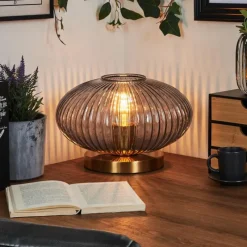 Suspension Verre Fumé-hofstein Lampe de table Goldenville Laiton, 1 lumière