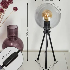 Suspension Verre Fumé-hofstein Lampe de table Gondar Noir, 1 lumière