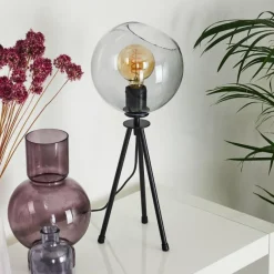 Suspension Verre Fumé-hofstein Lampe de table Gondar Noir, 1 lumière