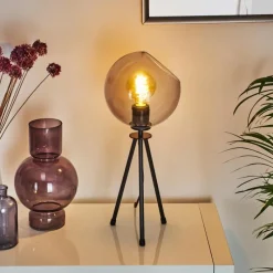 Suspension Verre Fumé-hofstein Lampe de table Gondar Noir, 1 lumière