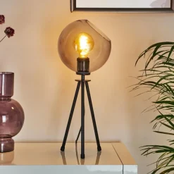 Suspension Verre Fumé-hofstein Lampe de table Gondar Noir, 1 lumière