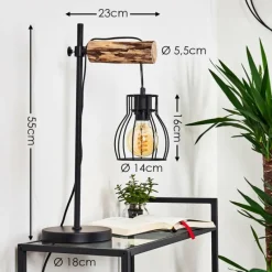 Luminaires Scandinaves-hofstein Lampe de table Gondo Bois clair, Noir, 1 lumière