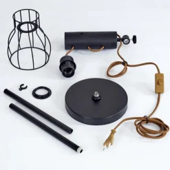 Lampes Industrielles-hofstein Lampe de table Gondo Brun, Noir, 1 lumière