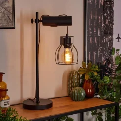 Lampes Industrielles-hofstein Lampe de table Gondo Brun, Noir, 1 lumière