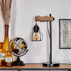 Style Boho-Chic-hofstein Lampe de table Gondo Écru, Noir, 1 lumière
