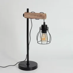 Style Boho-Chic-hofstein Lampe de table Gondo Écru, Noir, 1 lumière