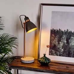 Luminaires Scandinaves-hofstein Lampe de table Guinzo Gris, Cuivre, 1 lumière
