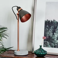 Luminaires Scandinaves-hofstein Lampe de table Guinzo Gris, Cuivre, 1 lumière