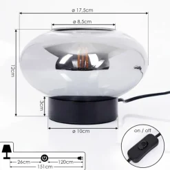 Suspension Verre Fumé-hofstein Lampe de table Haikala Noir, 1 lumière