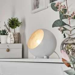 hofstein Lampe de table Hajo Argenté, Blanc, 1 lumière* Lampes À Poser