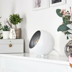 hofstein Lampe de table Hajo Argenté, Blanc, 1 lumière* Lampes À Poser