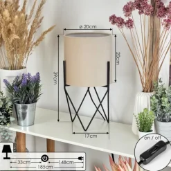 Style Boho-Chic-hofstein Lampe de table Hallata Noir, 1 lumière