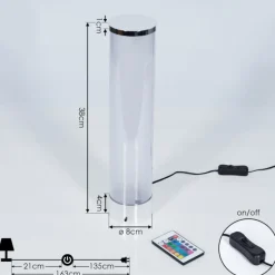 hofstein Lampe de table Hatara LED Chrome, 1 lumière, Télécommandes, Changeur de couleurs