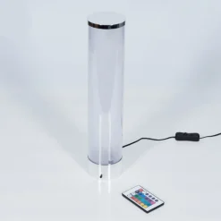 hofstein Lampe de table Hatara LED Chrome, 1 lumière, Télécommandes, Changeur de couleurs
