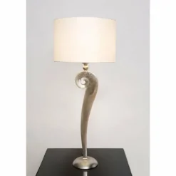 Lampes En Tissu-Luminaires Holländer Lampe de table Holländer LINO Argenté, 1 lumière
