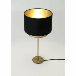 Lampes En Tissu-Luminaires Holländer Lampe de table Holländer MATTIA RUND Or, 1 lumière