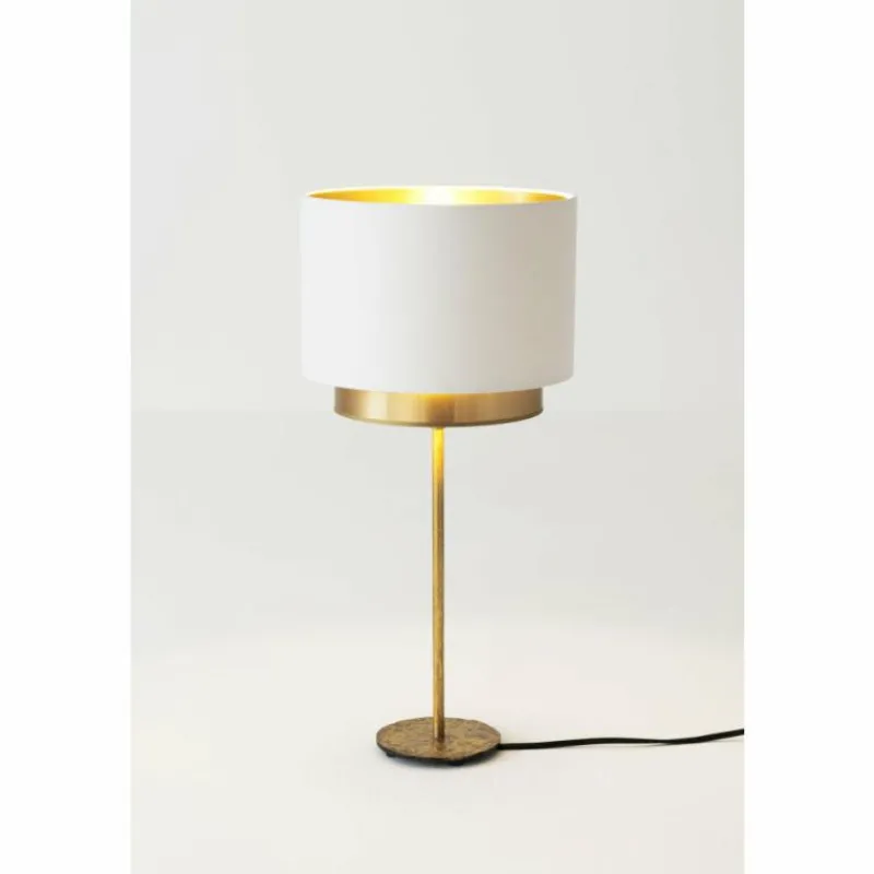 Lampes En Tissu-Luminaires Holländer Lampe de table Holländer MATTIA RUND Or, 1 lumière