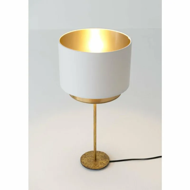 Lampes En Tissu-Luminaires Holländer Lampe de table Holländer MATTIA RUND Or, 1 lumière