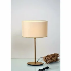 Lampes En Tissu-Luminaires Holländer Lampe de table Holländer MATTIA OVAL Or, Blanc, 1 lumière