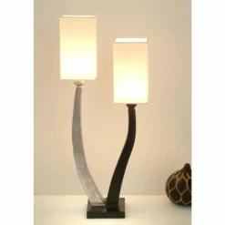 Luminaires Holländer Lampe de table Holländer QUADRANGOLARE Noir, Argenté, 2 lumières* Lampes À Poser