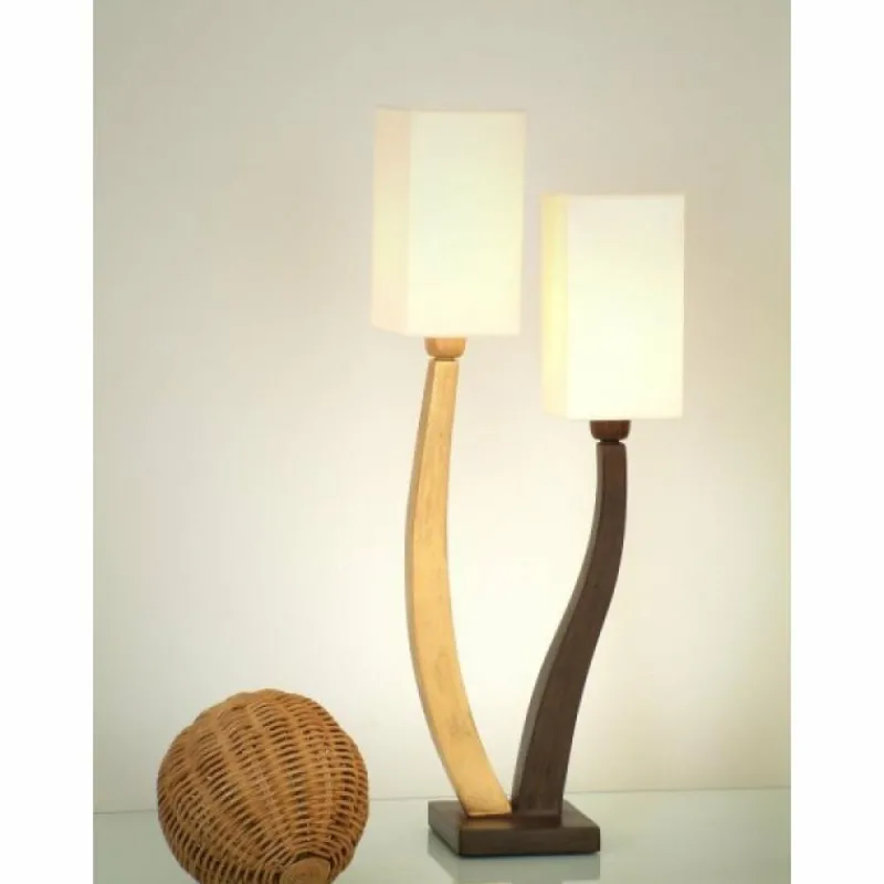 Lampes Dorées-Luminaires Holländer Lampe de table Holländer QUADRANGOLARE Brun doré, Blanc, 2 lumières