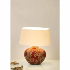 Luminaires Holländer Lampe de table Holländer TOULOUSE OVAL Beige, Rouge, 1 lumière* Lampes À Poser