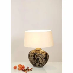 Lampes Dorées-Luminaires Holländer Lampe de table Holländer TOULOUSE OVAL Brun doré, Noir, 1 lumière