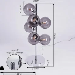 Suspension Verre Fumé-hofstein Lampe de table Hyco Chrome, 6 lumières