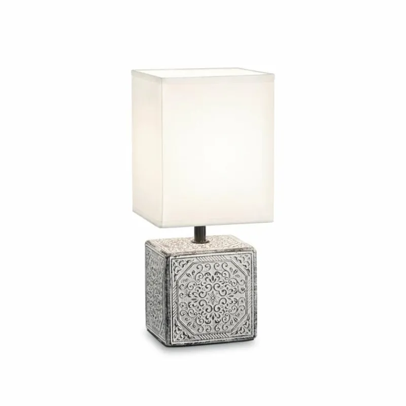 Lampes En Tissu-Luminaires Ideallux Lampe de table Ideallux KALI-1 Gris, Blanc, 1 lumière