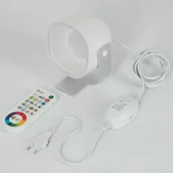 Idual Lampe de table Lilac LED Argenté, 1 lumière, Télécommandes, Changeur de couleurs