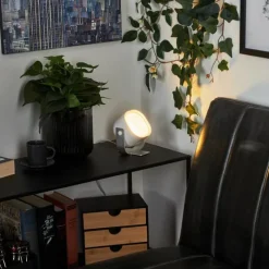 Idual Lampe de table Lilac LED Argenté, 1 lumière, Télécommandes, Changeur de couleurs