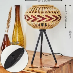 Style Boho-Chic-hofstein Lampe de table Jaurama Noir, 1 lumière