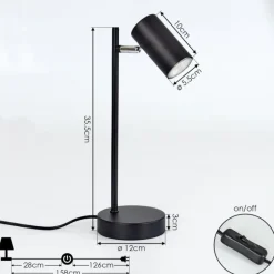 Luminaires Scandinaves-hofstein Lampe de table Javel Chrome, Noir, 1 lumière