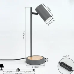 Luminaires Scandinaves-hofstein Lampe de table Javel Gris, Couleur bois, Noir, 1 lumière