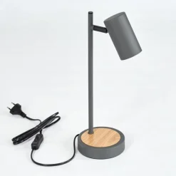 Luminaires Scandinaves-hofstein Lampe de table Javel Gris, Couleur bois, Noir, 1 lumière