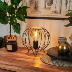 Lampes Vintages & Rétros-hofstein Lampe de table Journy Écru, Noir, 1 lumière